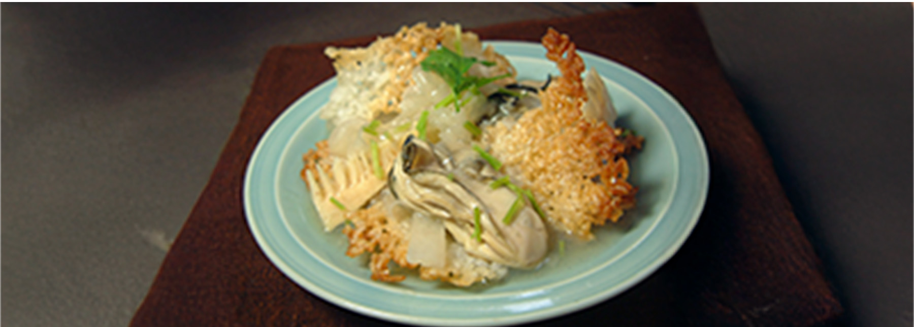 食育健康レシピ「おこげの牡蠣あんかけ」